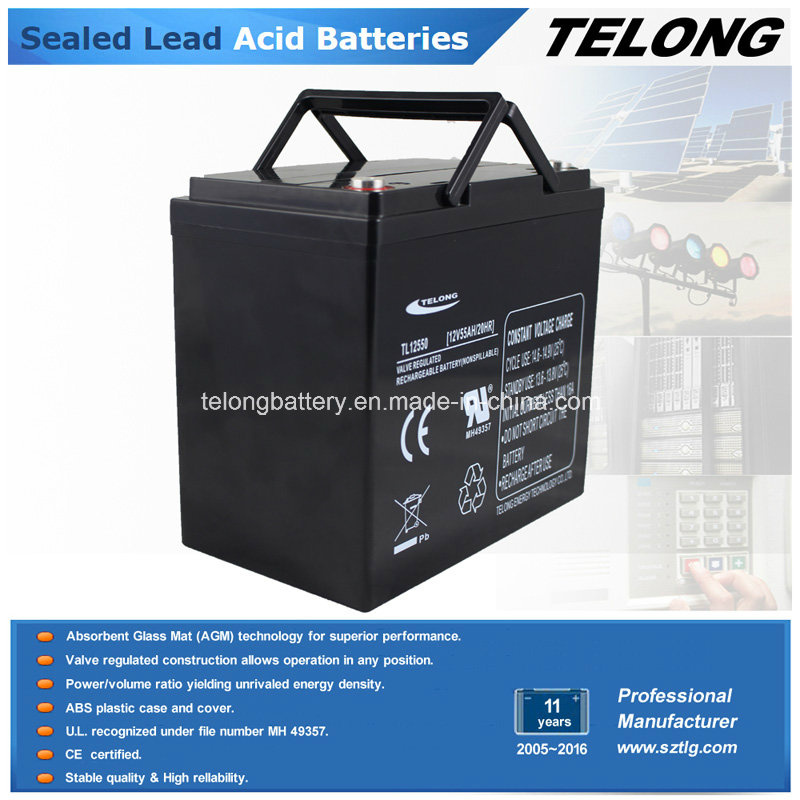 12V 55ah Rechargeable Lead Acid Battery for Solar System