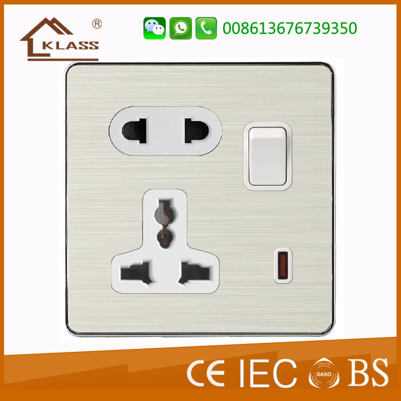 5pins Universal Single Power 13A Electrical Sockets with Switch