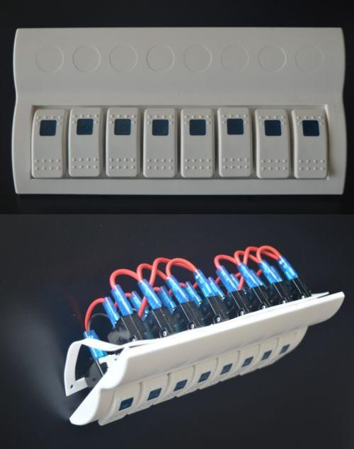 8 Gang LED Light Waterproof Rocker Switch Panel for Marine