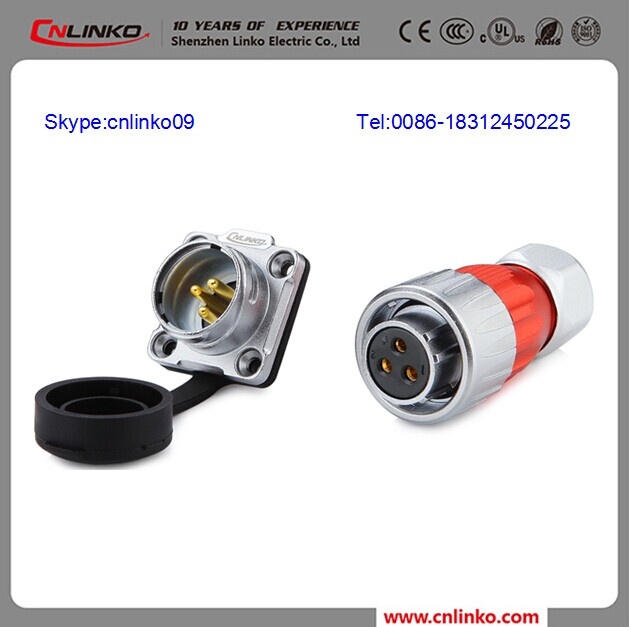 Cnlinko IP67 Metal Connector 3 Pin Connector for Industry Robots
