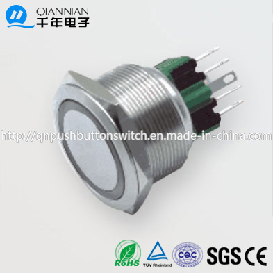 Qn28-A3 28mm Ring Type Momentary Flat Head Pin Terminal Metal Push Button Switch