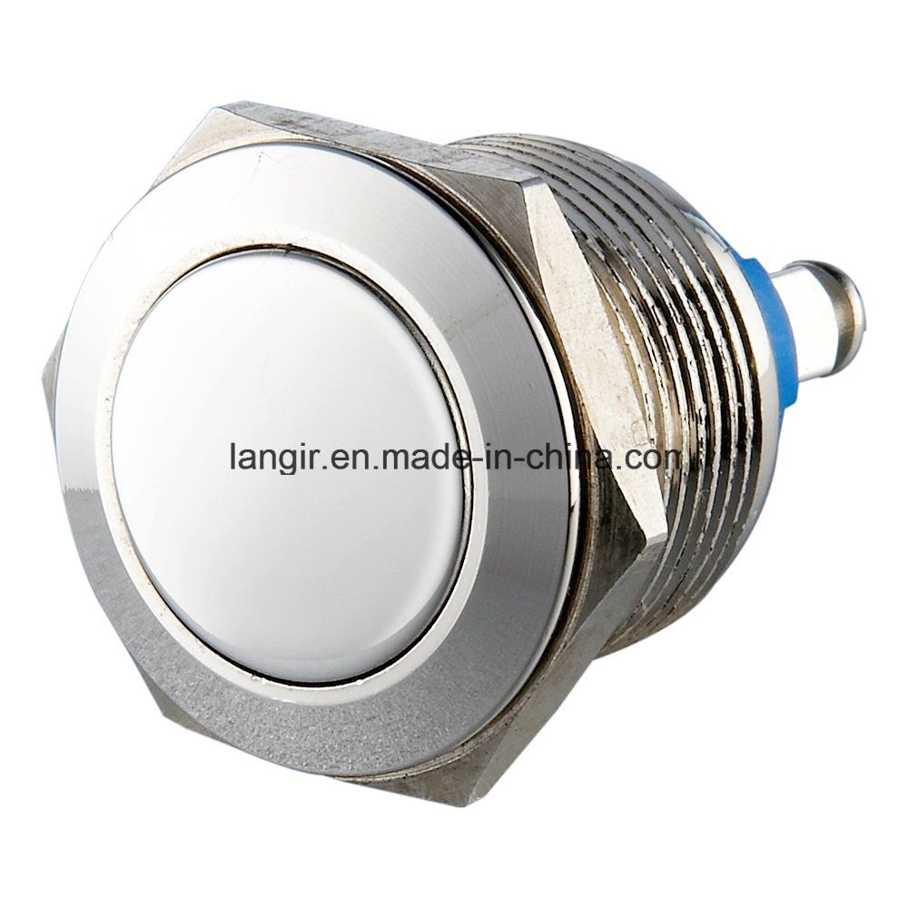 19mm Flat Head Screw Terminal Nickel Plated Brass Push Button Switch