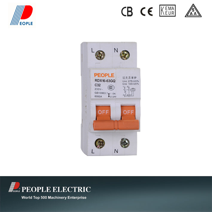 MCB with Overvoltage Undervoltage Protection Rdx16-63gq 1p+N