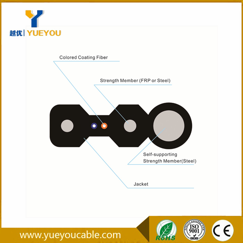 Outdoor 2 Cores FTTH Fiber Optic Drop Cable Gjyfxch