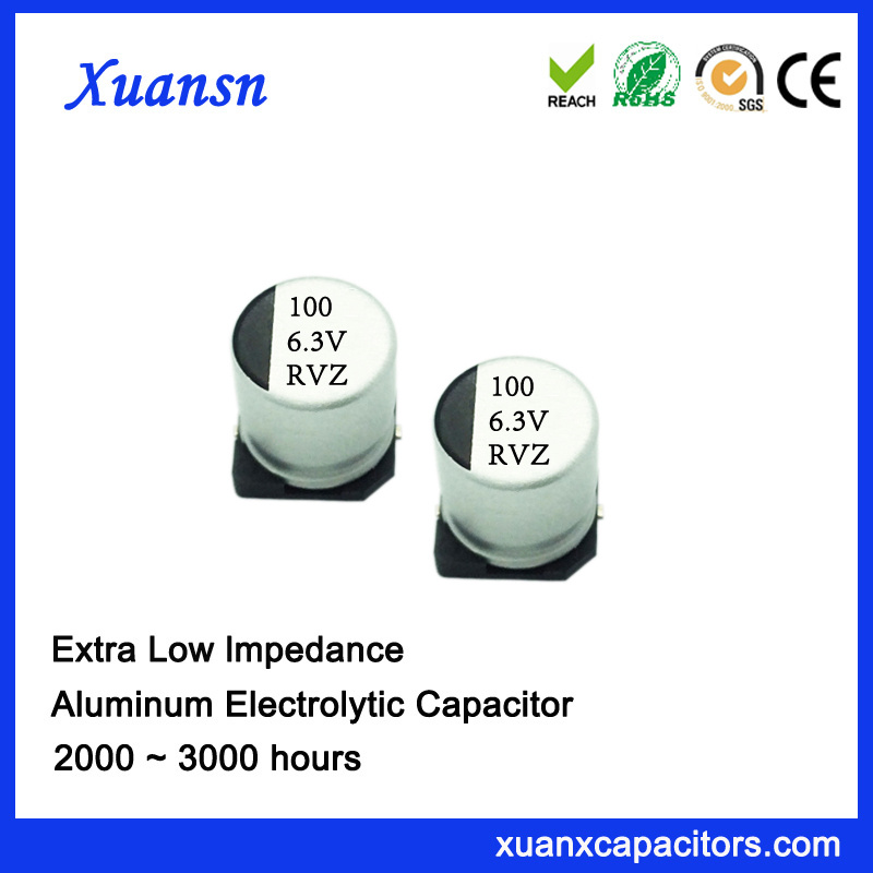 100UF 6.3V Low Impedance SMD Surface Mount Aluminum Electrolytic Capacitors