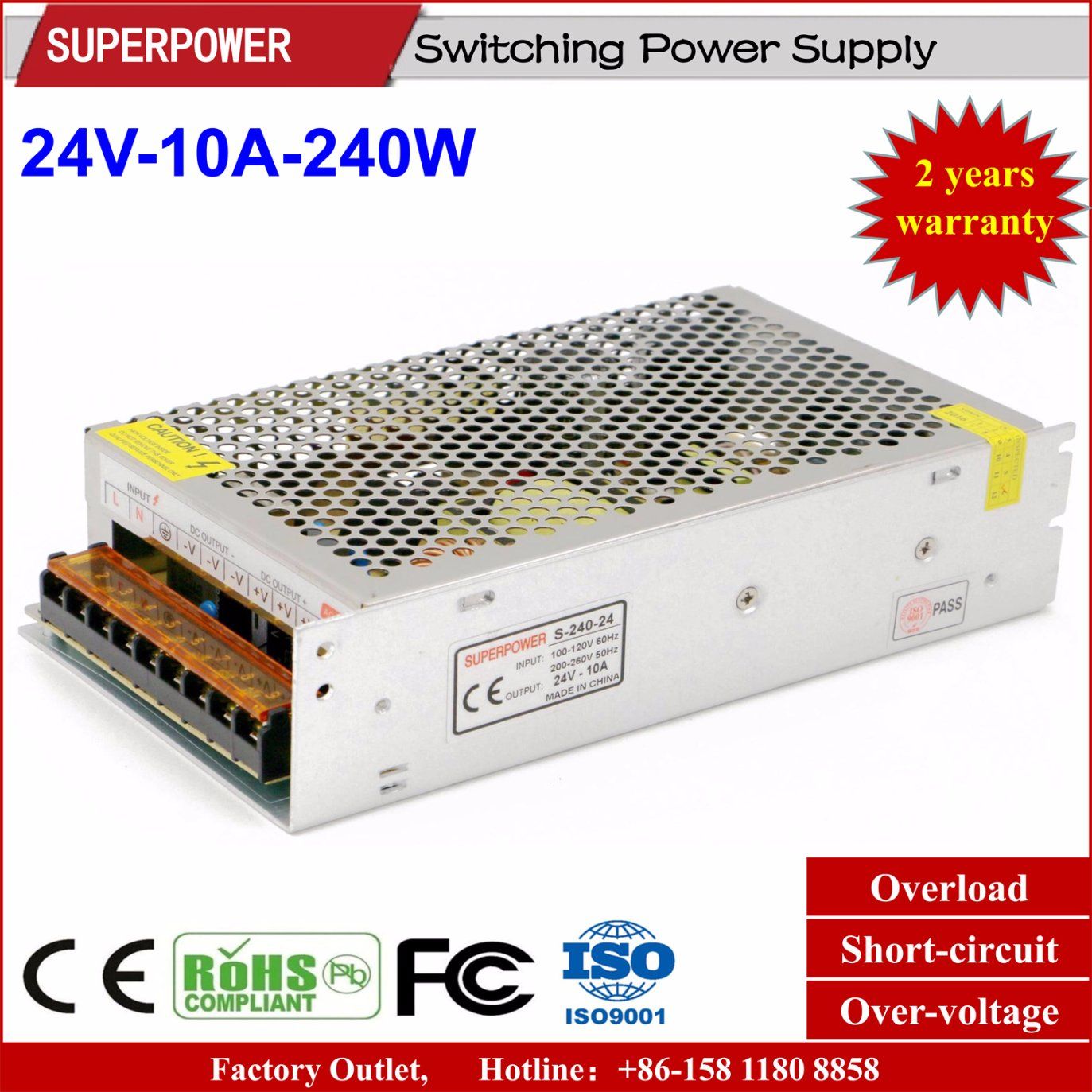 LED Driver 24V 10A 240W Switching Power Supply Reserved for Printer