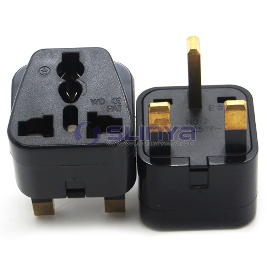 Brass Universal Travel Adapter Au Us EU to UK Adapter Converter 3 Pin AC Power Plug Adapter Connector