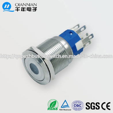 19mm 1no Nc/2no 2nc Resetable Self-Locking Flat DOT Illuminated IP67 Ik10 Push Button Switch