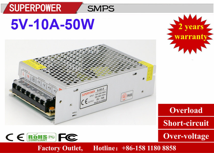 LED Driver 5V 10A 80W Switching Power Supply Reserved for 3D Printer