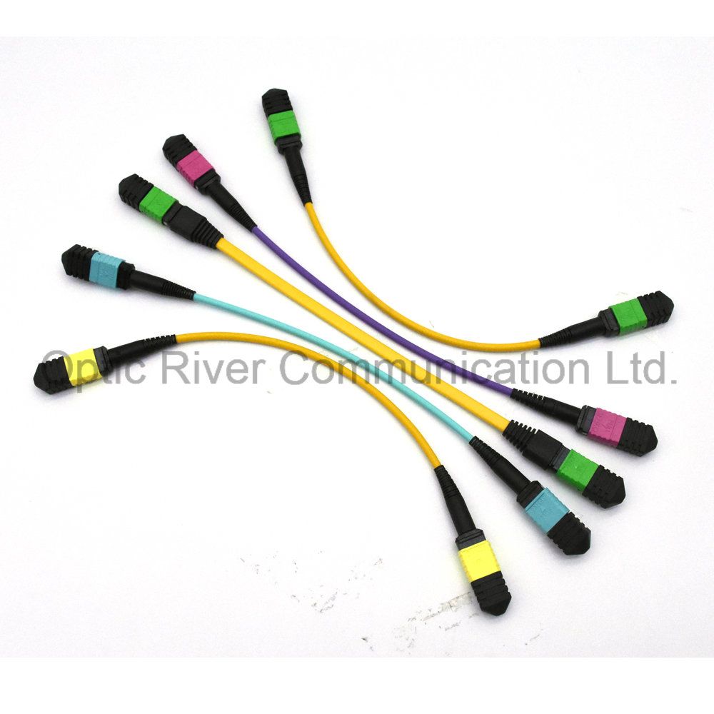 8f/12f/24f MPO-MPO Patchcord Jumper Optical Fiber Connector Sm mm