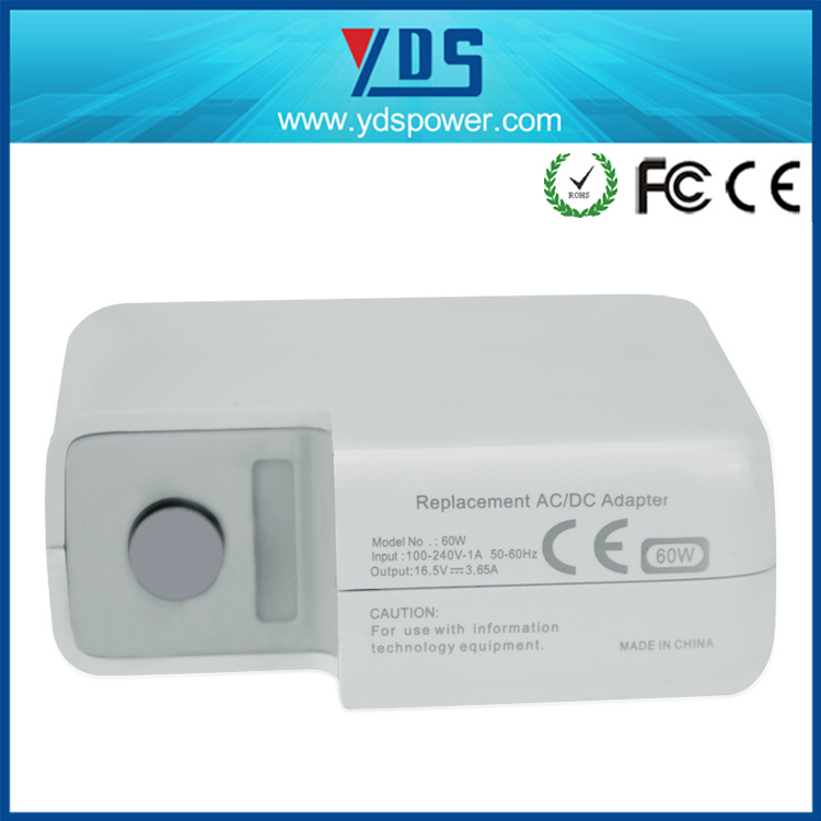 16.5V 3.65A 60W L Tip Laptop AC Power Adapter Charger for Apple MacBook Magsafe 5 Pin