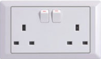 13A Switched Wall Socket, Double Wall Socket with Switch