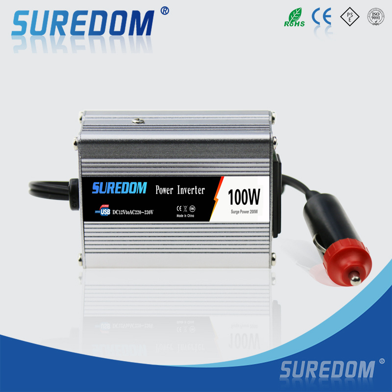 Car Inverter 100W 12V DC to AC 110V / 220V Power Inverter with USB Port Silver Color