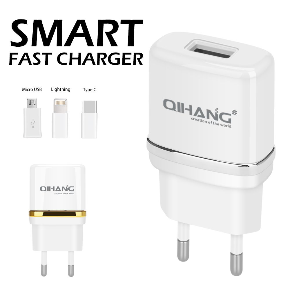 2in1 1.5A Fast Mobile Phone USB Charger with USB Cable