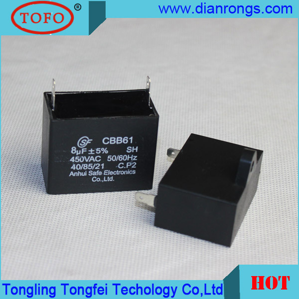 450V 10UF Cbb61 AC Motor Polypropylene Film Fan Capacitor