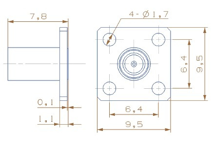 SMP Type Male 4 Hole Flange Mount Connector