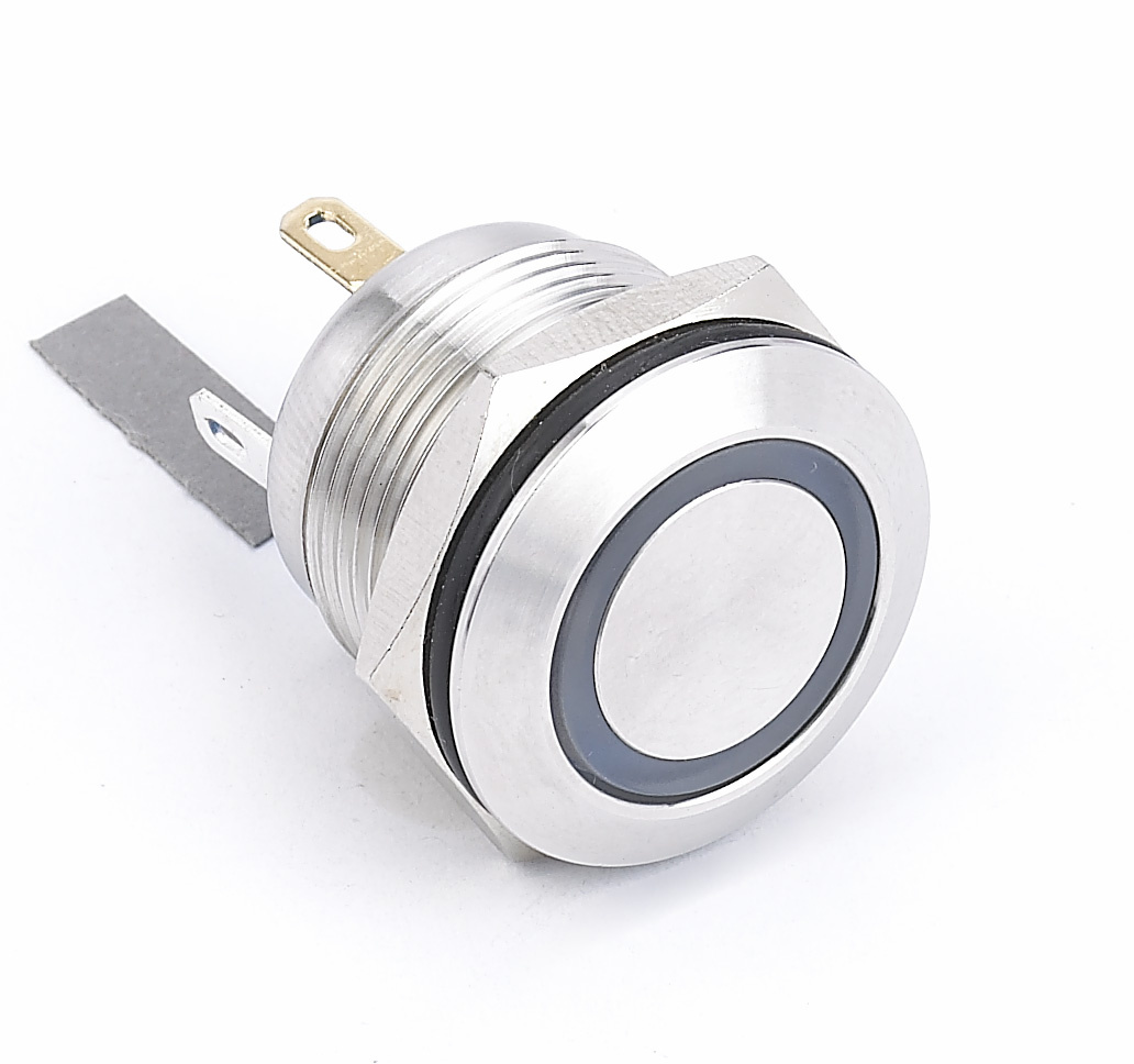 Metal 19mm Reset Stainless Steel LED Illuminated Pushbutton Switch