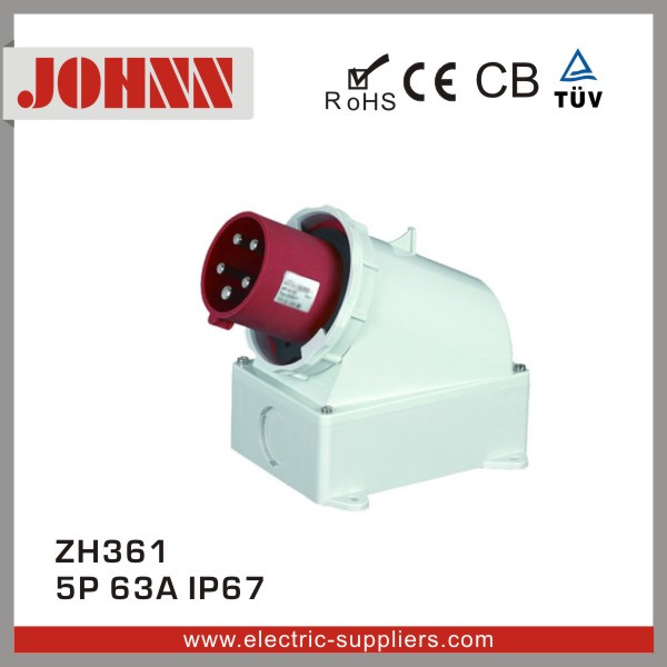 IP67 5p 63A Wall Mounted Plug for Industrial