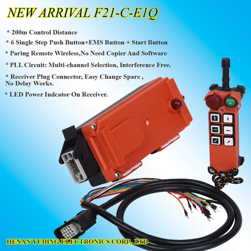 200m Control Distance Pll Circuit 6 Single Step Push Button Industrial Wireless Radio Remote Control