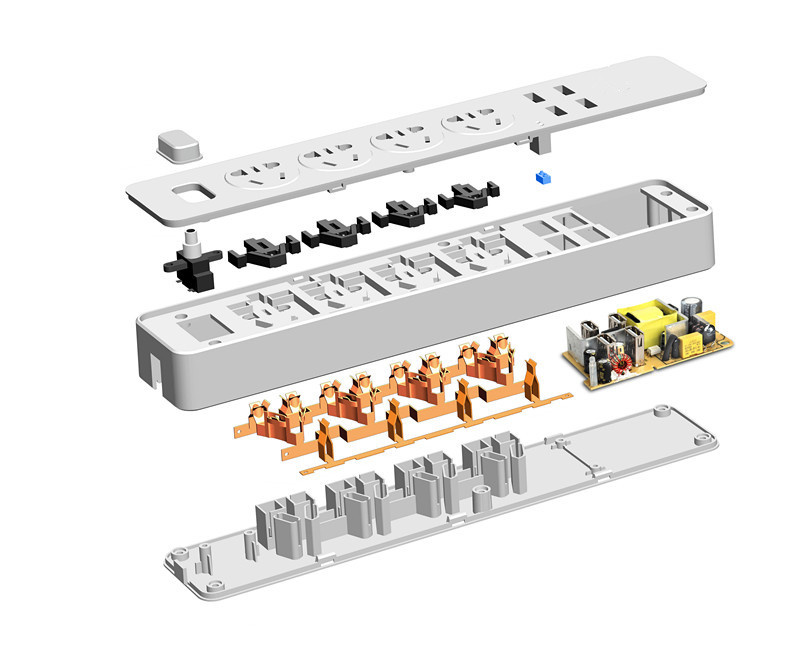 Class 1 4 Gang 4 USB Switch Socket