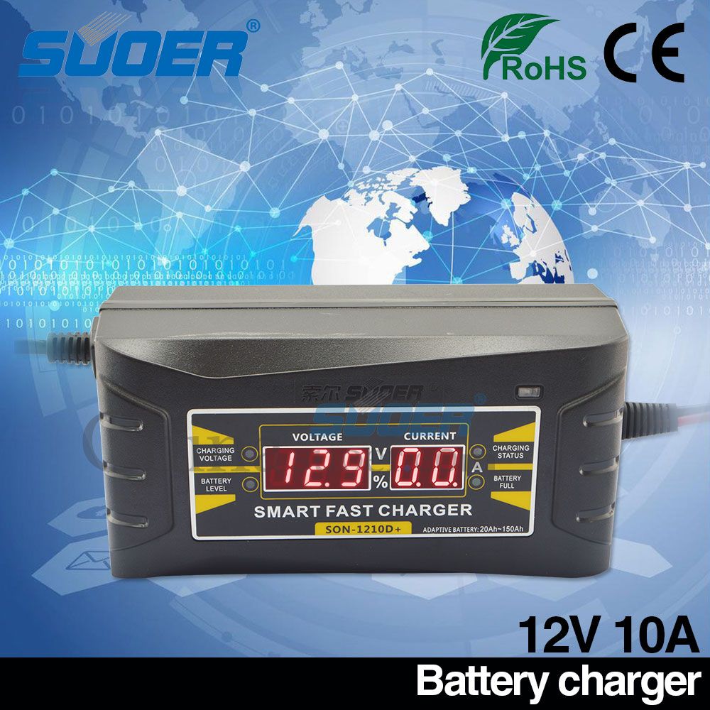 Suoer LCD Display Universal Battery Charger 12 Volt Battery Charger (SON-1210D+)