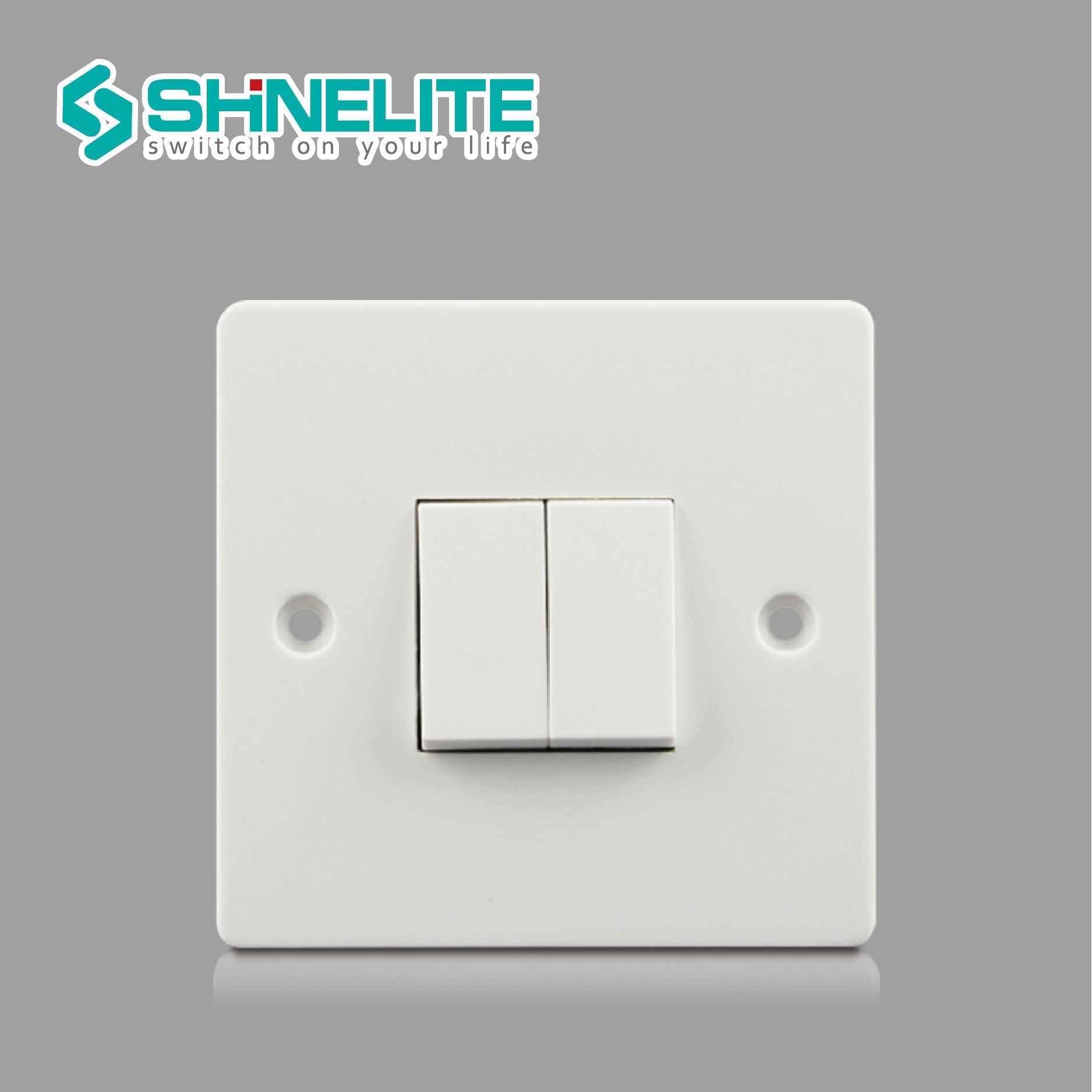 British Standard 10A 2 Gang 1 Way Electrical Switch