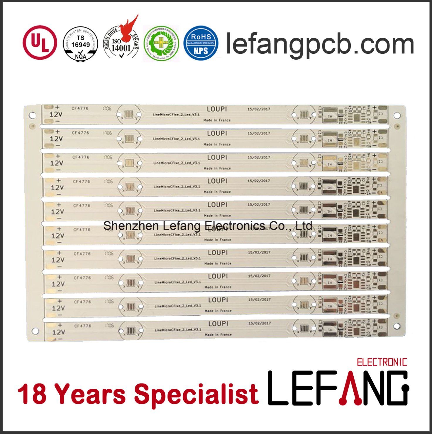 Lf HASL Aluminum LED Lighting PCB Board with High Lumen