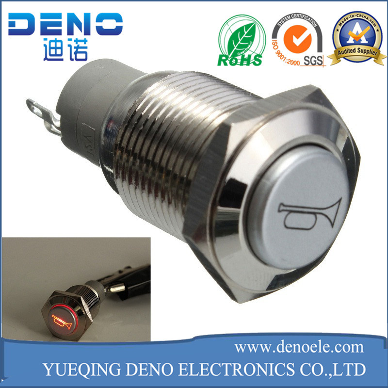 LED Latching Type Metal Waterproof Flat Push Button Switch