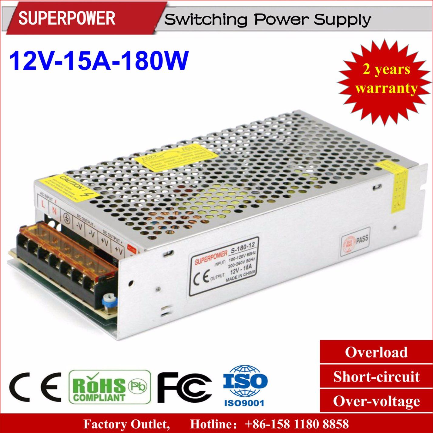 DC 12V 15A 180W 3D Printer Switching Power Supply
