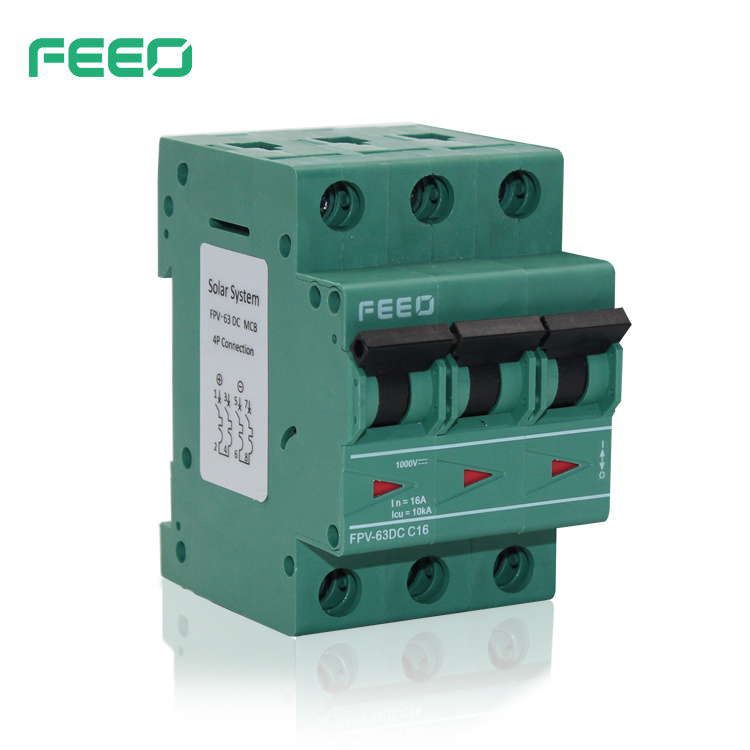 DIN Rail Three Pole 750V DC MCB Mini Circuit Breaker