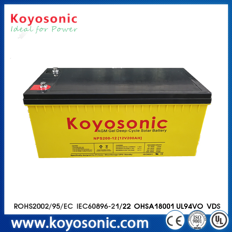 Rechargeable 12V 200ah Solar Power Deep Cycle Gel Battery