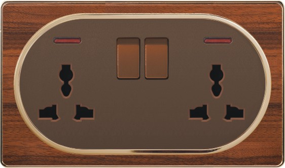 UK Double 13A Multi-Functional Switched Socket with Neon (A2)