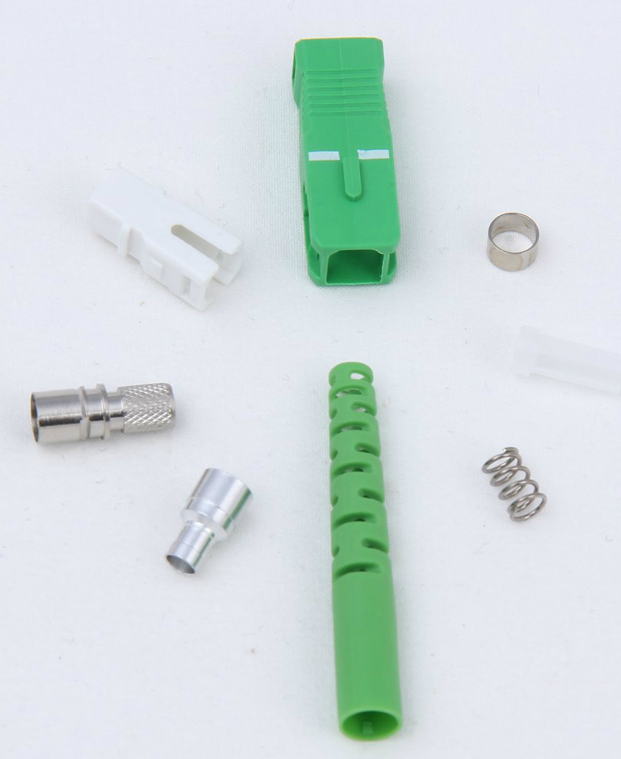 Sc/APC Simplex 3.0mm Fiber Optic Connector with Green Slotted Boot