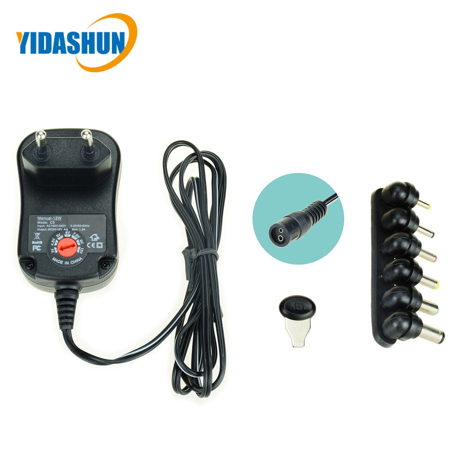 12W AC DC Muti Voltage 3V~12V Universal Wall Adapter