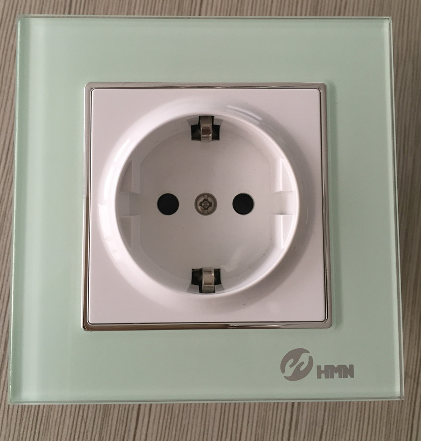 EU 4 Color Thoughened Glass Schuko Socket