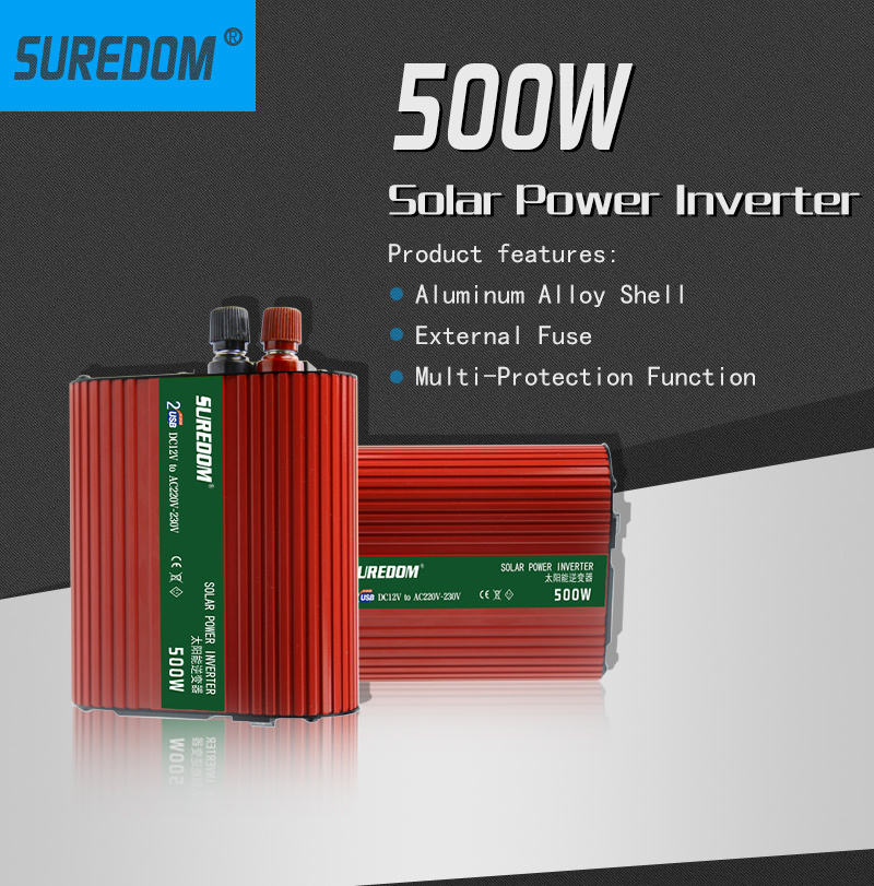 Solar Power Inverter 500W with 2USB Port 12V DC AC 220V Inverter