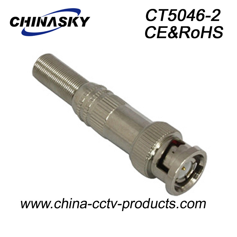 Male Solder BNC Plug for Rg59/RG6, Long Metal Boot (CT5046-2)