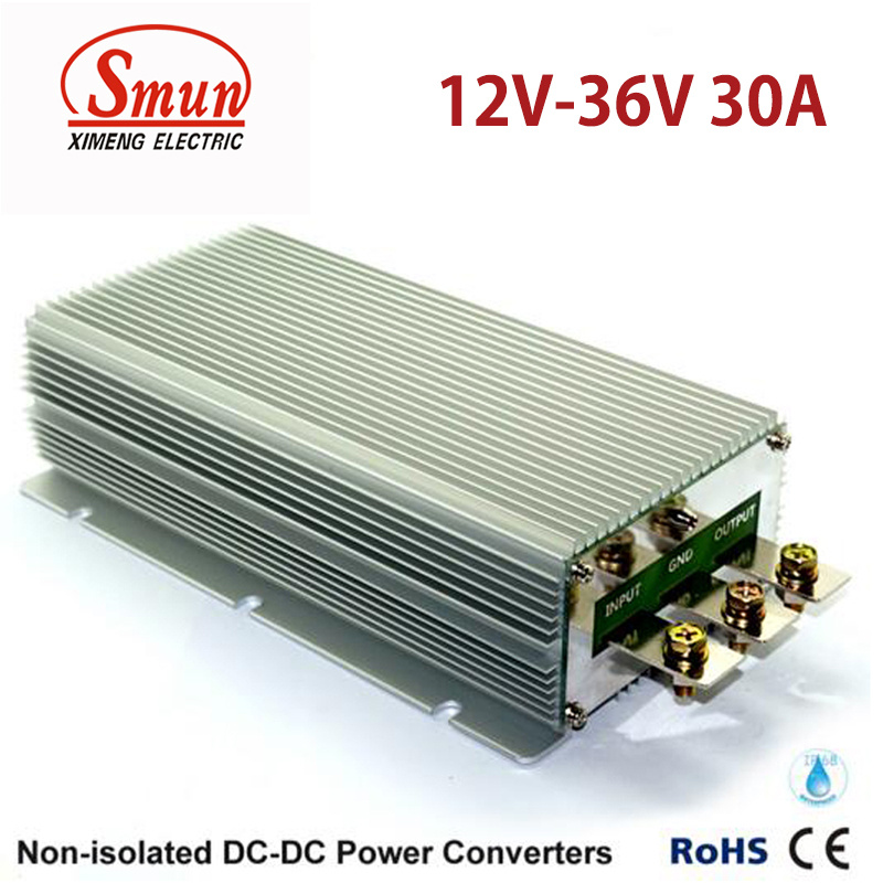Waterproof 12VDC to 36VDC 30A 1080W DC-DC Boost Power Converter
