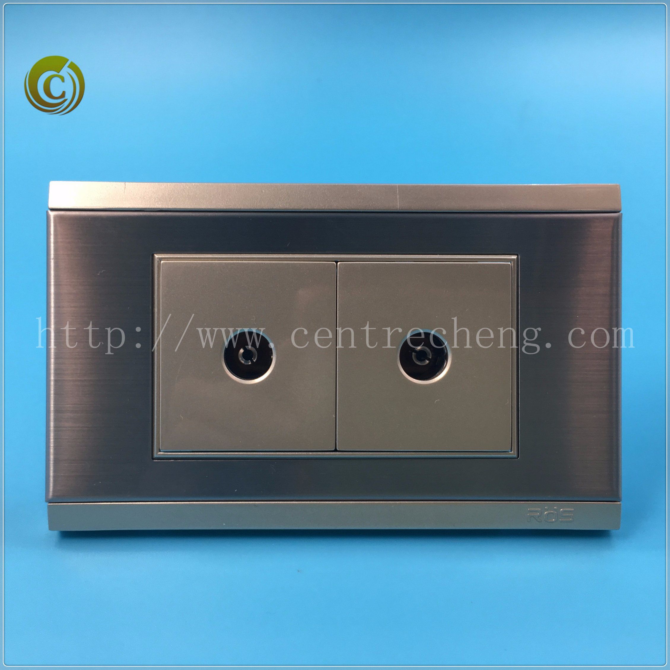 Golden EU Standard Steel TV Socket 2 Pole Socket Electrical Socket Wall Soceket Rectangle Socket