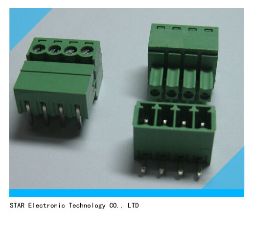 3.5mm 4 Pin Green Angle Pluggable Terminal Block Connector Screw Type
