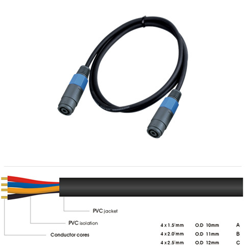 Audio Cable Speaker Microphone Cable Female Speakon OFC for Amplifier