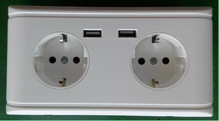 Europe USB Wall Socket, German USB Wall Socket (5V, 2.1A)