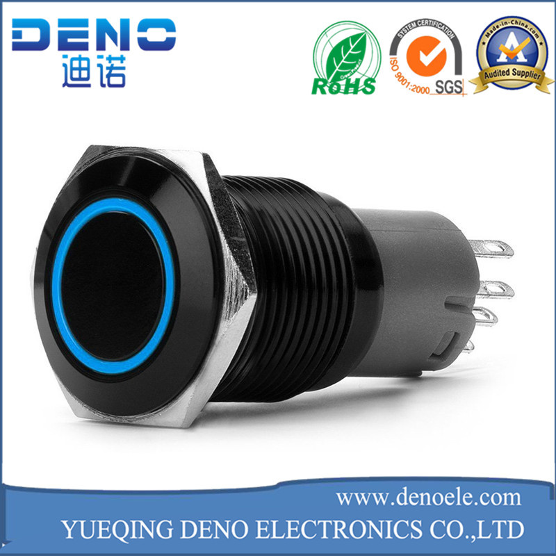 Blue Ring LED Metal Momentary Push Button Switch Car DIY Switch