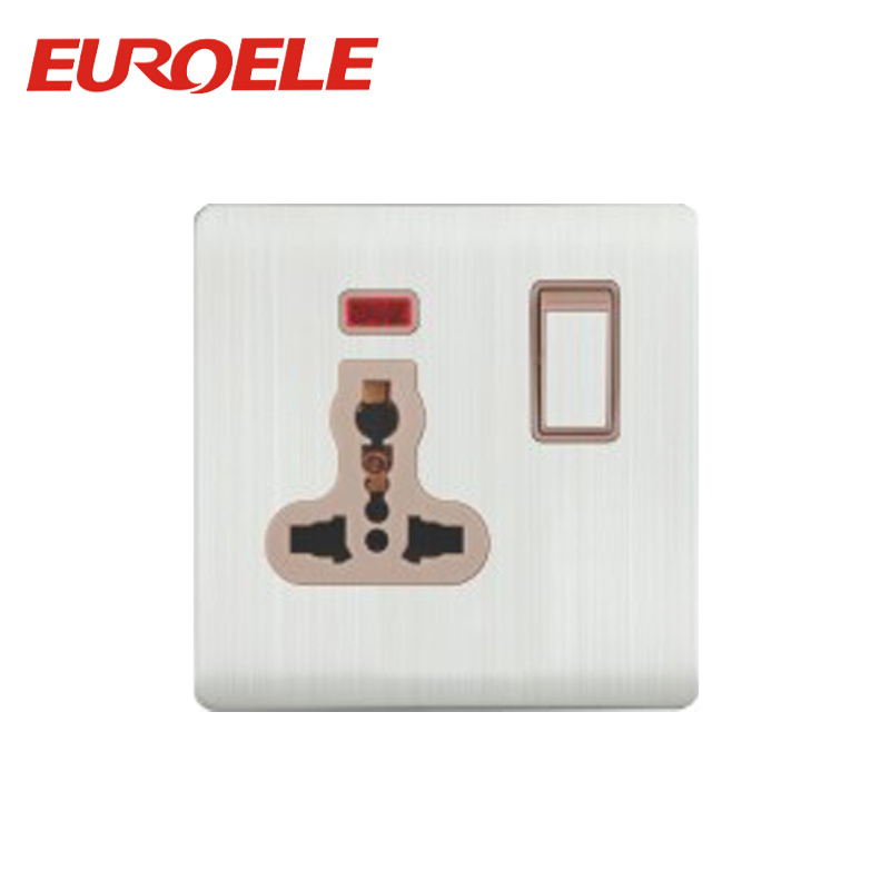 Formally Muti-Function Brushed White Aluminum Plate Switched Socket