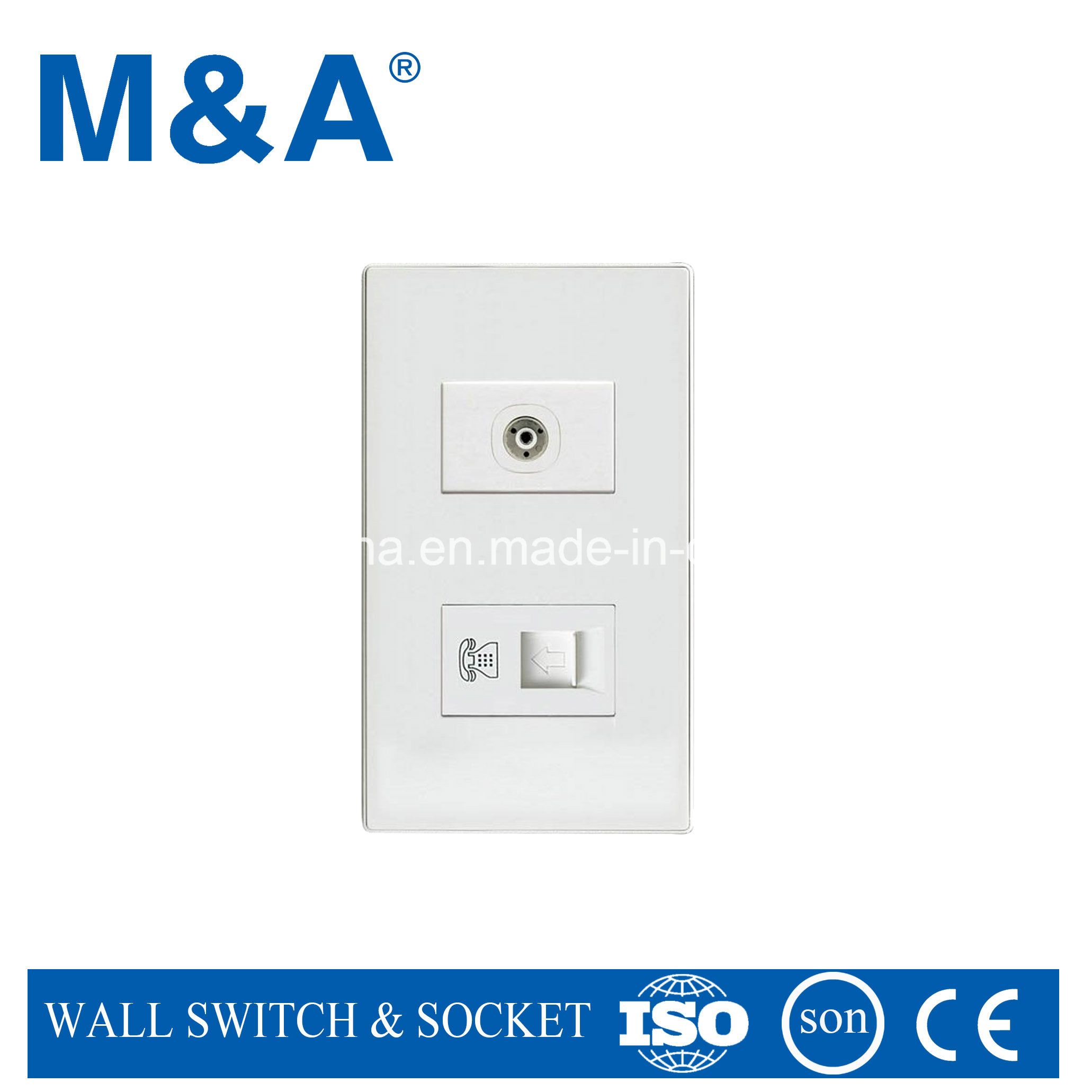 Ma70 Series 1 Gang TV Socket and 2 Core Socket