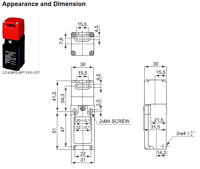 High Quality Safety Key Interlock Switches IP65 Limit Switch CZ-93