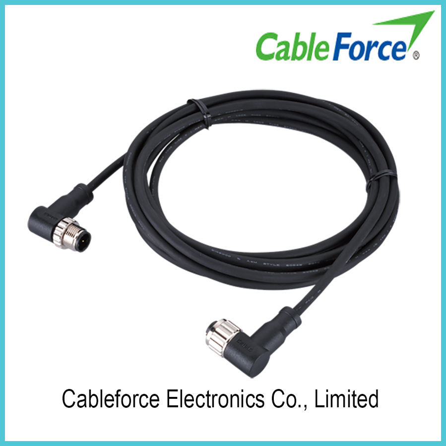 M12 5pin Male Right Angled Molded Cable Circular Connector with Cable Plug