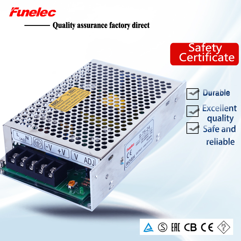 S-75 W Single Output 24V 3 AMP DC Regulated Power Supply