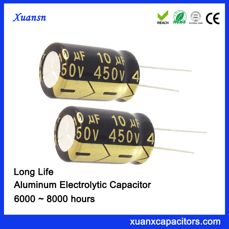 10UF 450V High Voltage Capacitor 8000hours 10*16mm
