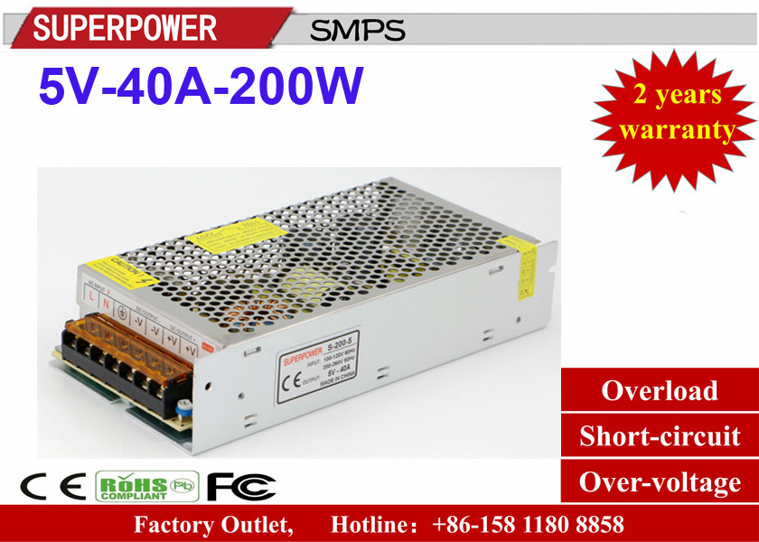 LED Driver 5V 40A 200W Switching Power Supply for LED Display Screen